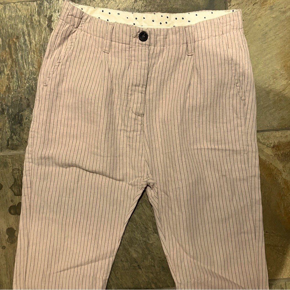 Novemb3r Pale pink Striped Pants.  Loop style.  High waisted.  EUC!